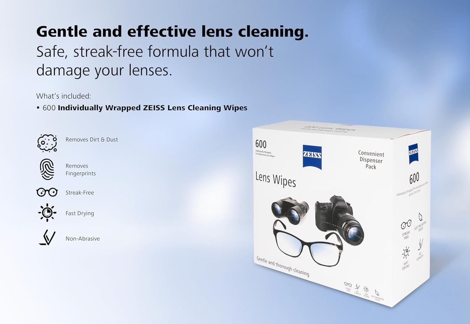 Zeiss Pre-Moistened Lens Cleaning Wipes, 600 Count