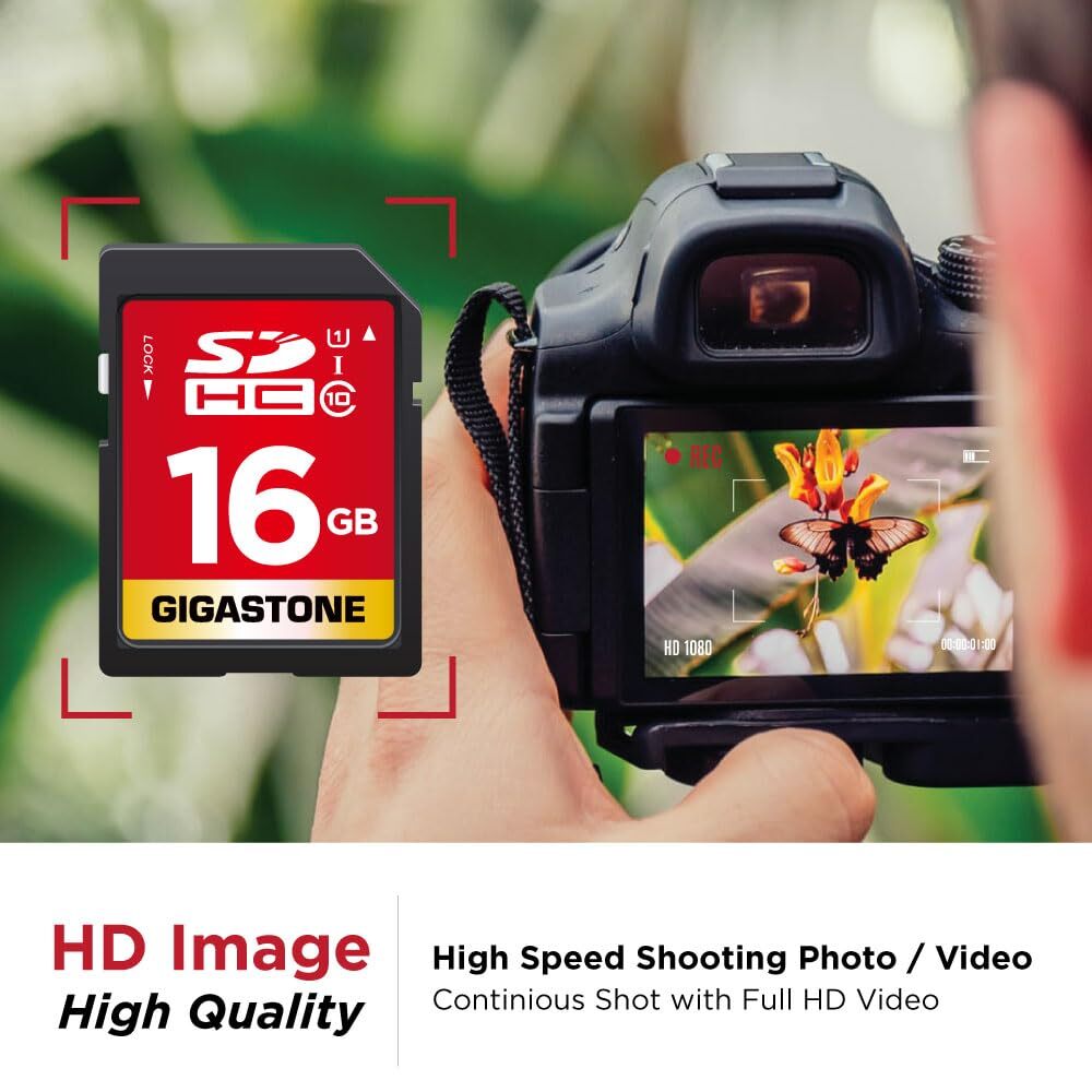 16GB SD Card Class 10 UHS 1 High Speed 80MB s Waterproof for DSLR and FHD Video