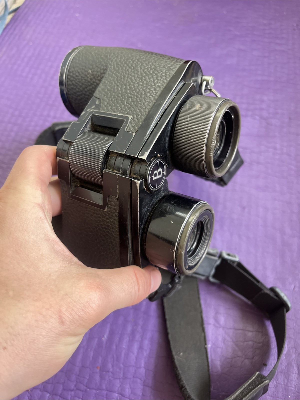 Bushnell 9x36mm Custom Binoculars Coated Metal Japan Strap Retro Gray ~read~