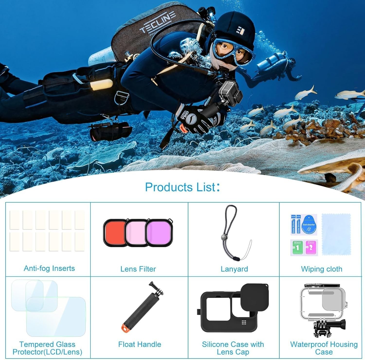 Action Camera Accessories Kit for GoPro Hero 13 12 11 10 9 Black, Waterproof …