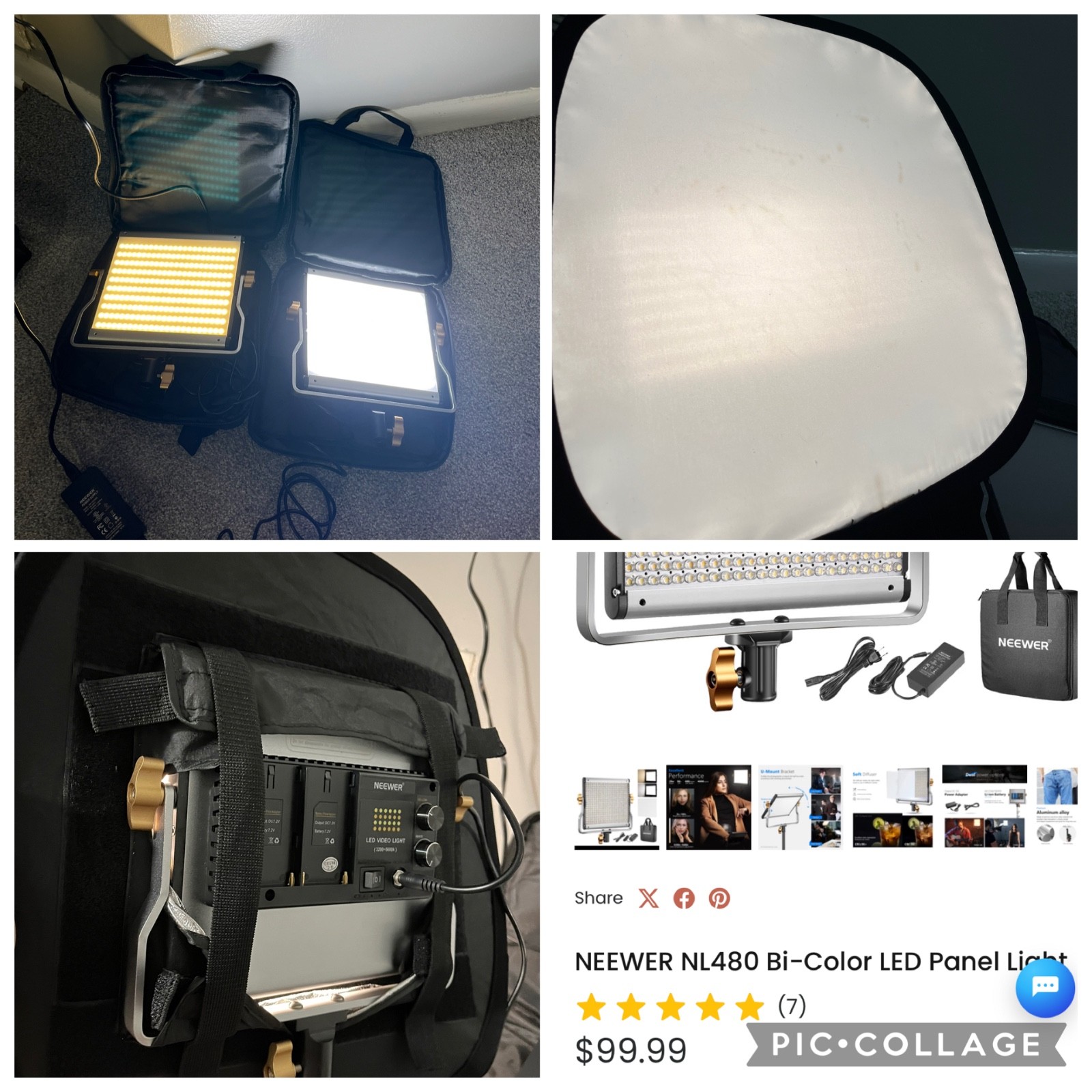 LED panels w/ softboxes BI-Color Neewer nl480