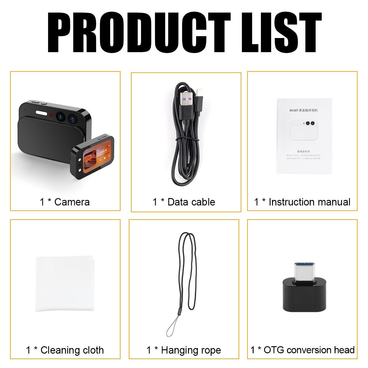 Slider Touch Screen Digital 4K Camera 2.8″ CCD HD Video Recording 64MP Music MP4