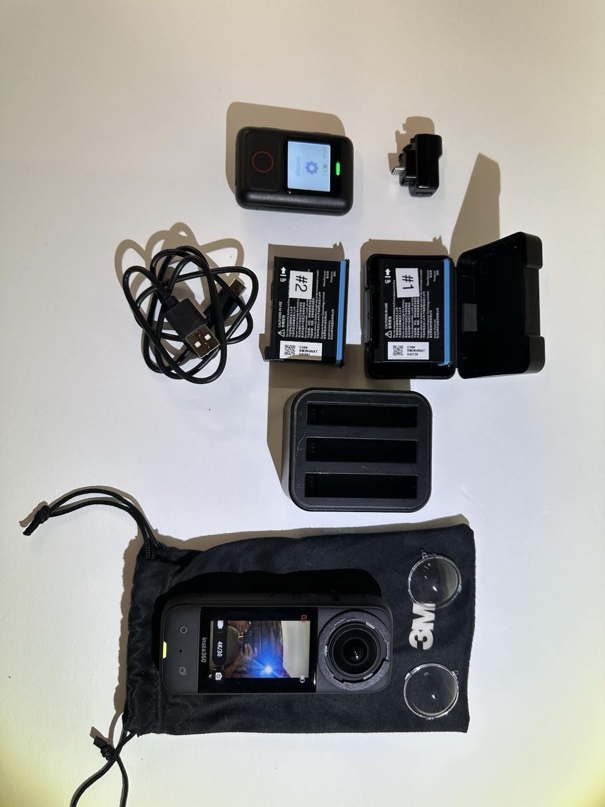 Insta360 X3 5.7K Camera + 3 Batteries Charger GPS Remote Mic Adapter Lens Guards