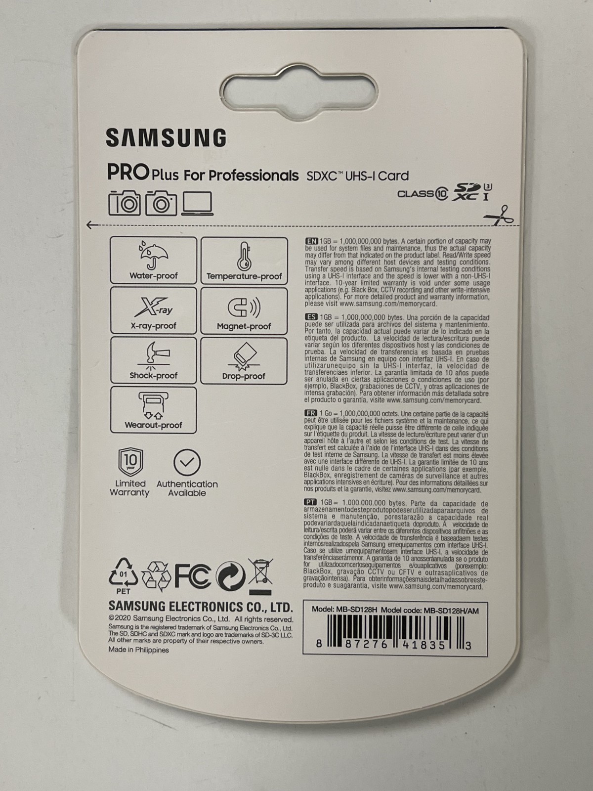 New Samsung PRO Plus SDXC Full size SD Card MB-SD128H/AM