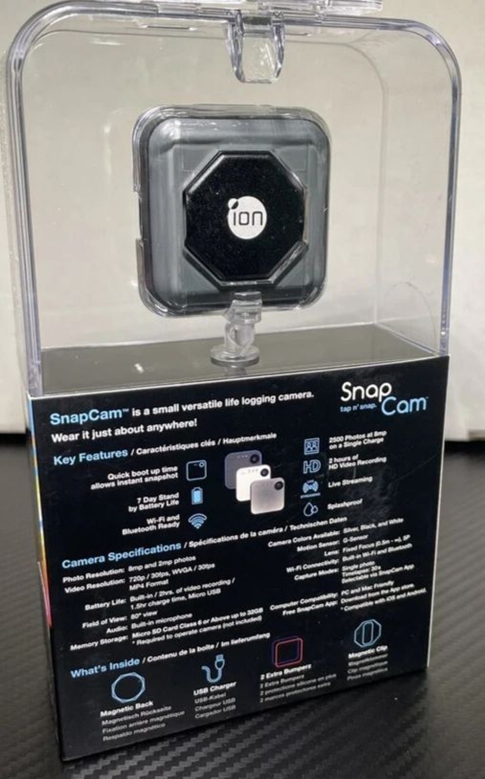 iON Camera SnapCam Wearable HD Camera with Wi-Fi & Bluetooth (Black)