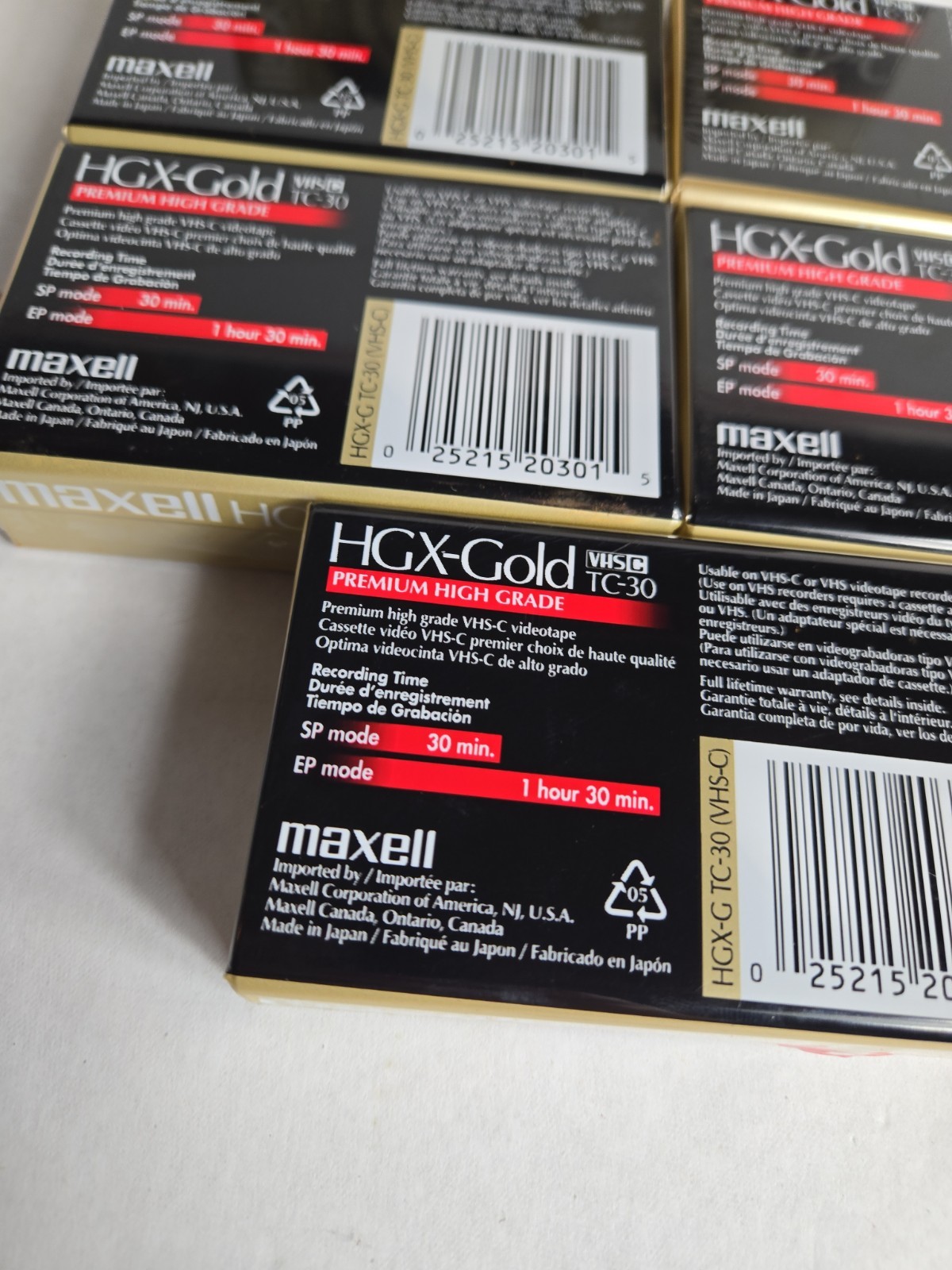 Maxell HGX-Gold TC-30 VHS-C Camcorder Videotape 10 Pack Premium High Grade New