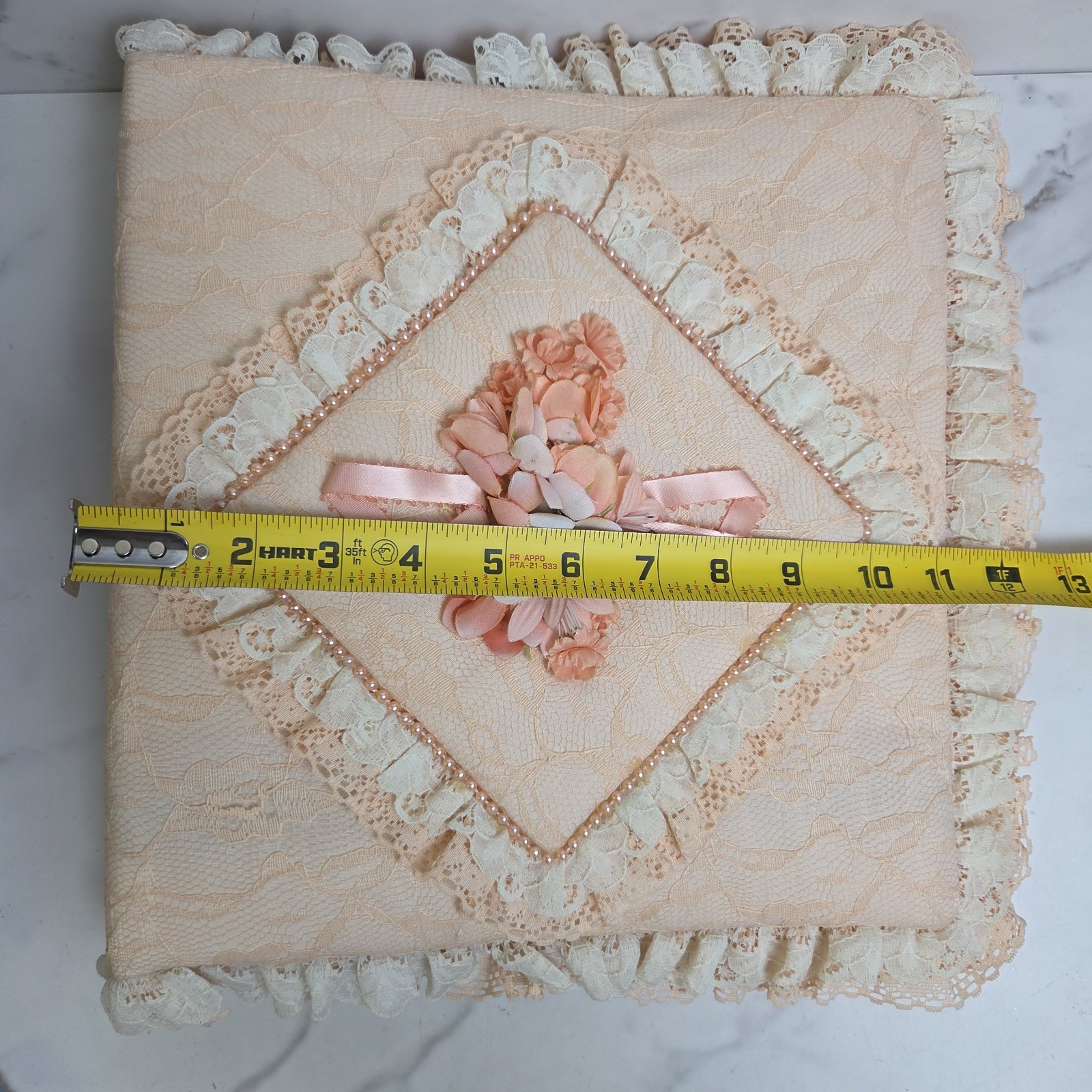 Vtg Fabric Lace Padded Floral Photo Album Scrapbooking 3 Ring Binder