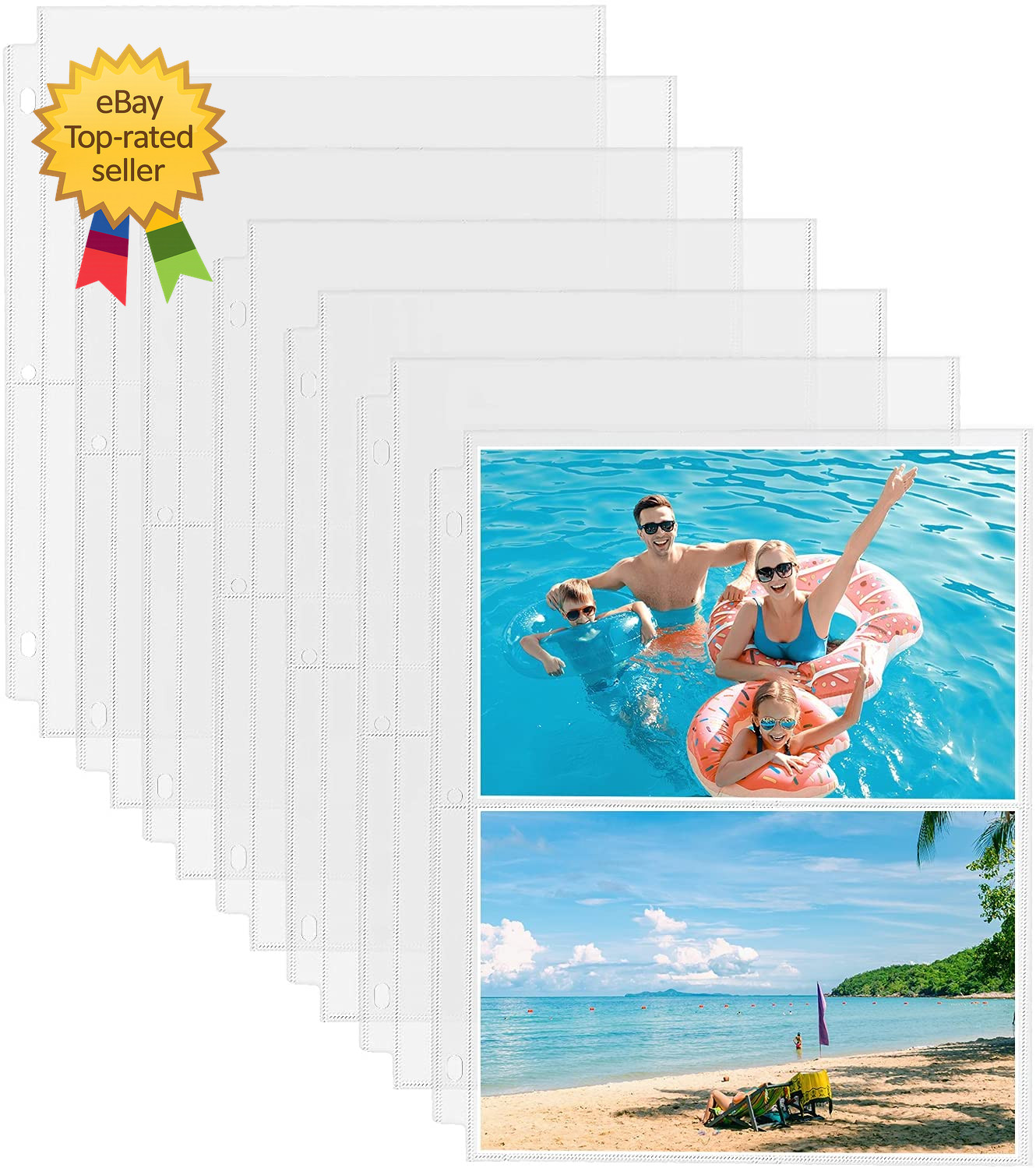 30 Pack Photo Sleeves for 3 Ring Binder 5X7 for 120 Photos Archival Photo Page
