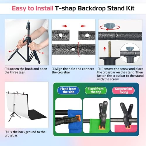 Product Photography Photo Backdrops Stand Kit, Photo 2.2 x 2.5 Ft White & Black
