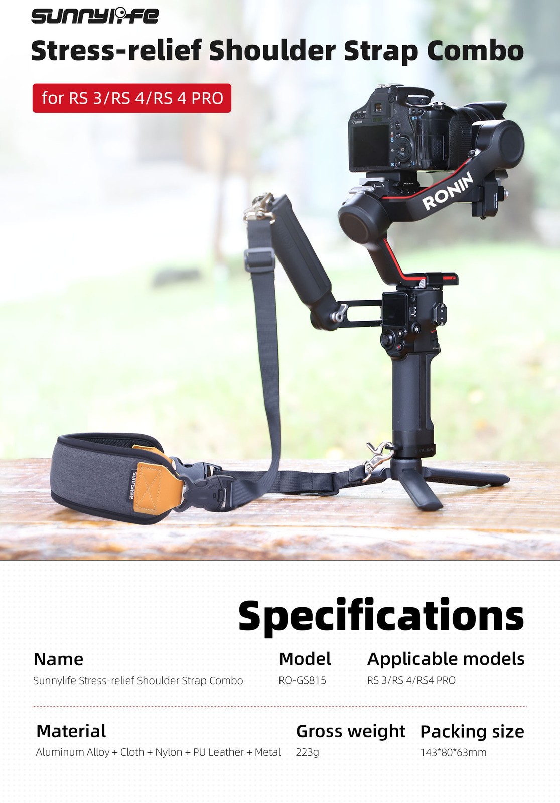 Shoulder Strap Neck Lanyard for Insta360 One RS 3/RS 4/RS4 PRO Gimbal Stabilizer