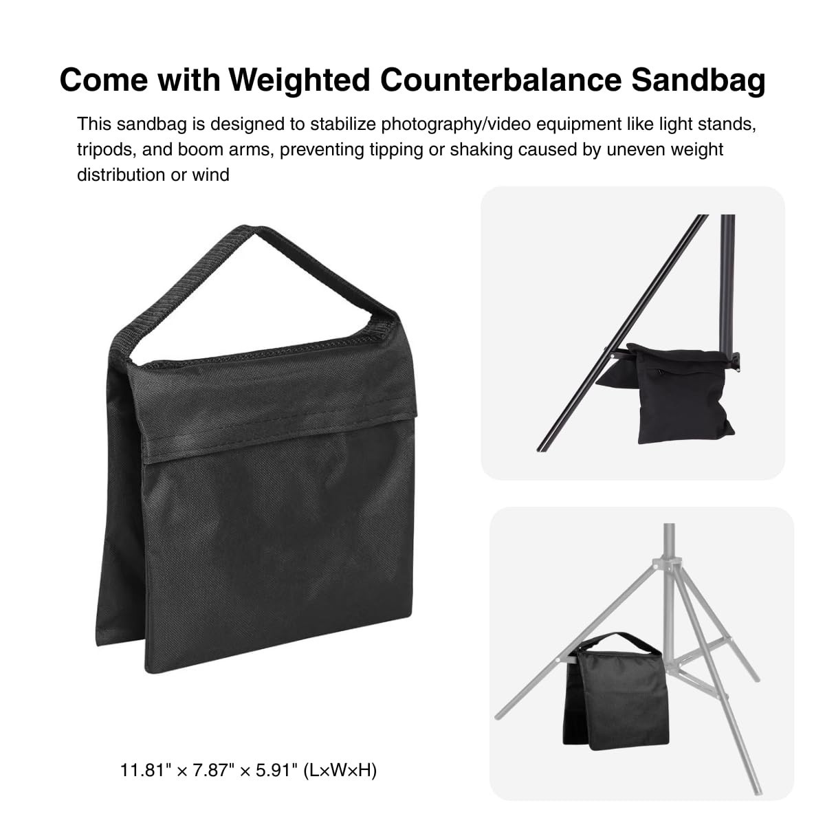 9.19 FT Heavy-Duty Aluminum Tripod with Weight Bag & Carrying Case for Photograp
