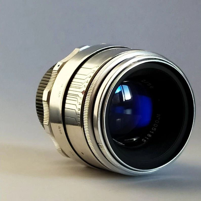 Helios 44 Lens 8 blades 2/58 mm mount M42 Silver