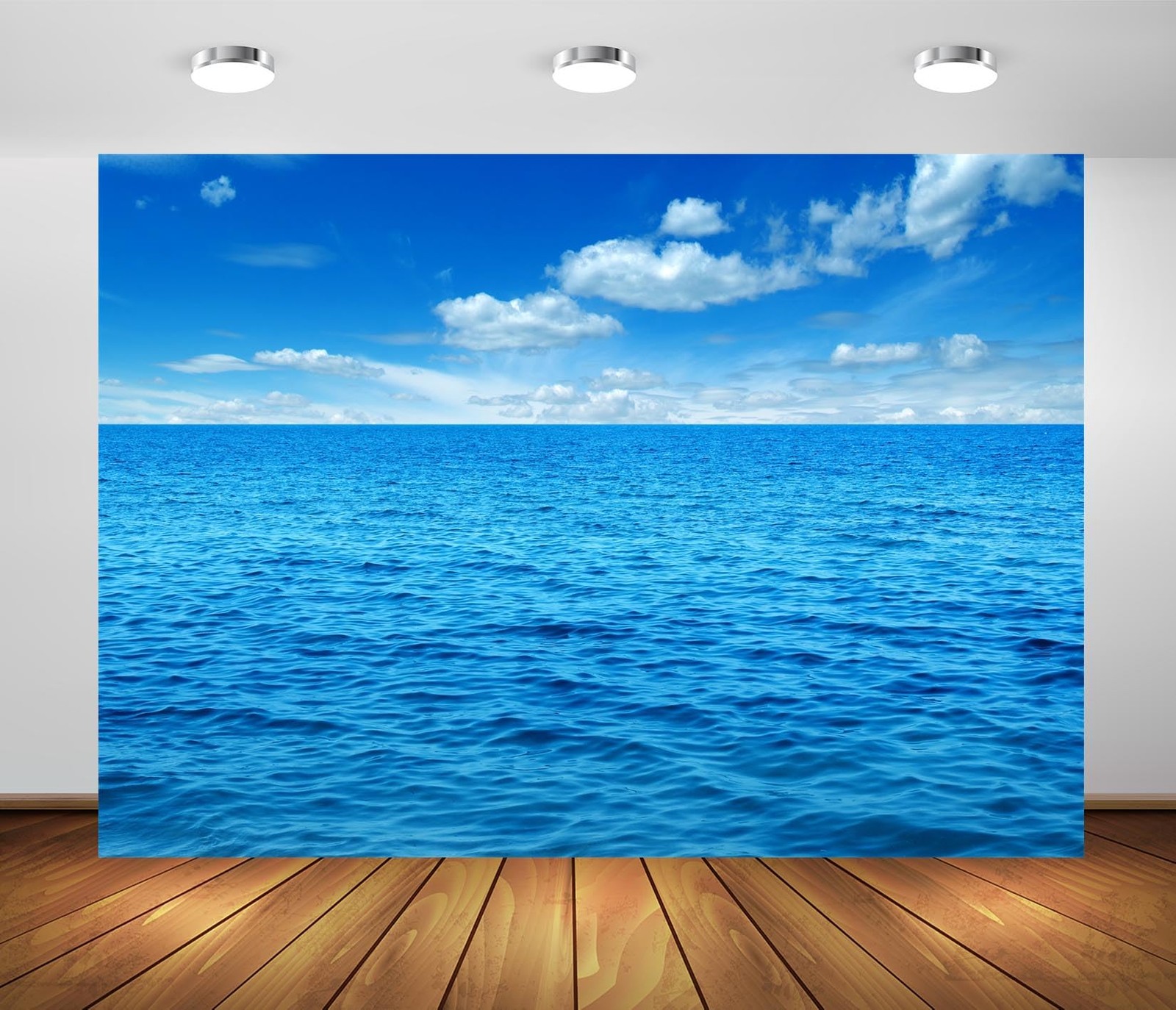7x5ft Fabric Ocean Sky Backdrop Summer Blue Ocean and Sky Natural Scenery Pho…