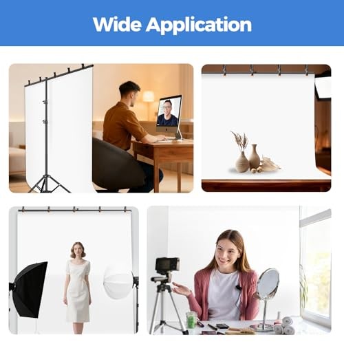 5 * 6.5ft White Photo Backdrop with Stand Kit for Photography Video 5X6.5FT