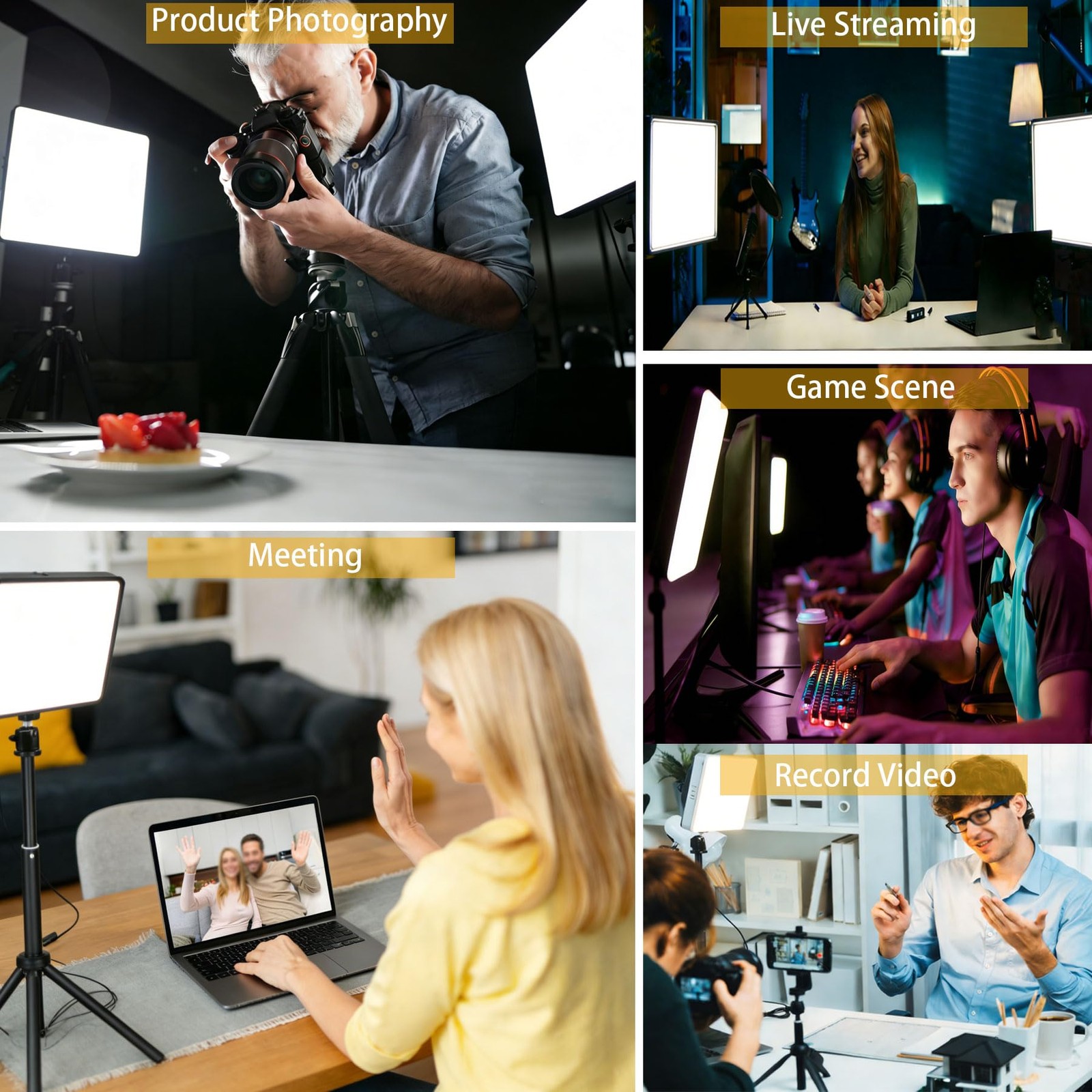 2 Pack LED Photo Lighting kit with Stand 2800-6500K Dimmable Photoshoot Light…