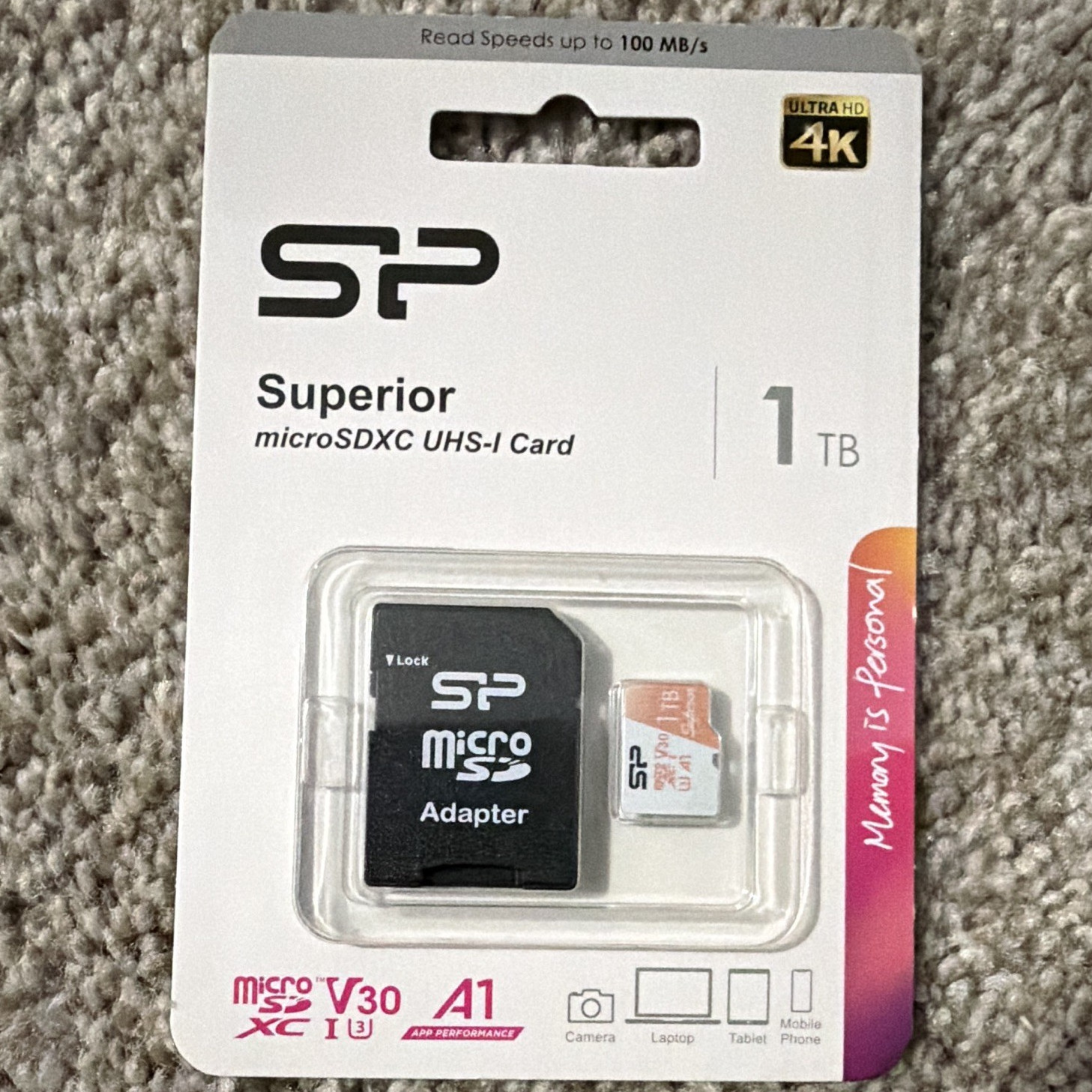 Silicon Power Superior 1TB microSDXC UHS-I Card U3 V30 A1 w/ SD Adapter