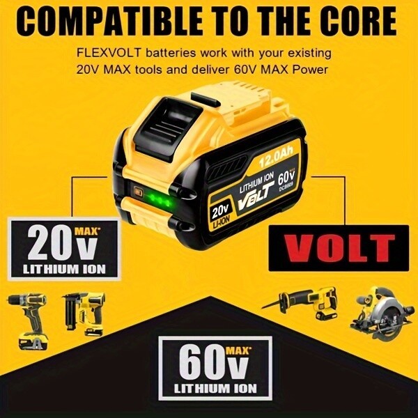 12.0Ah For DEWALT FLEXVOLT DCB609 20V/60V MAX Lithium-lon Battery DCB606 DCB612