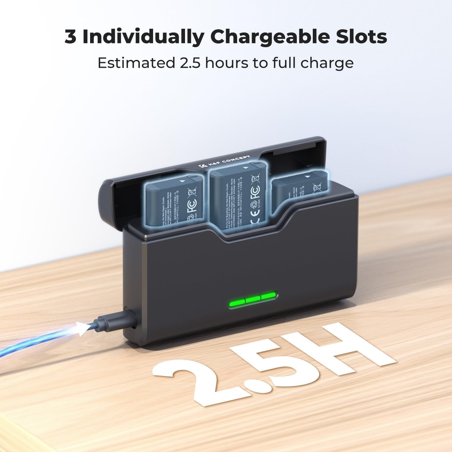 K&F CONCEPT NP-BX1 Battery&Charger Set for Sony ZV-1 ZV-1 II Cyber-Shot DSC-HX80
