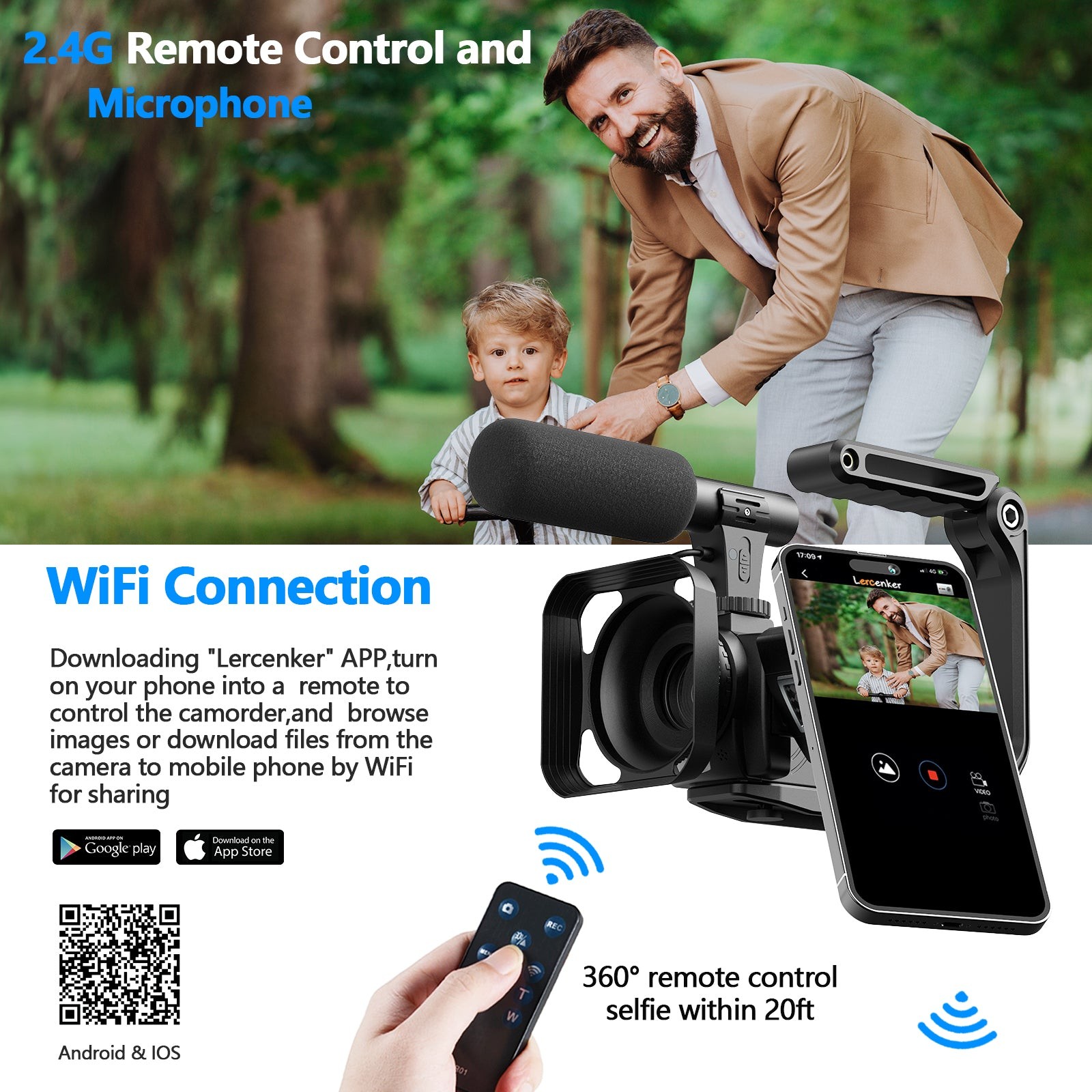 5K Camcorder 56MP Video Camera WiFi IR Night Vision with Microphone,Tripod&64GB