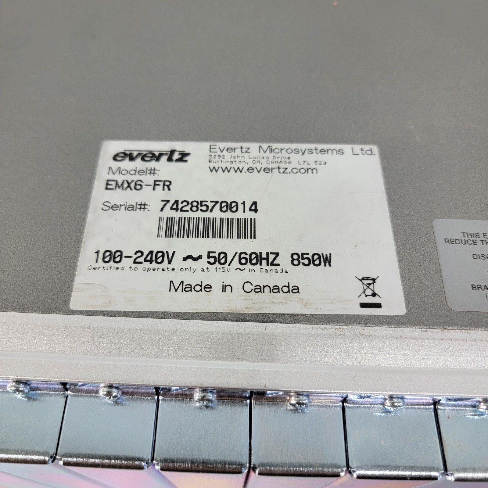 EMX6-FR Video Processing Modular Multiframe 15x EMX Slots 100-240v, 2x PSU
