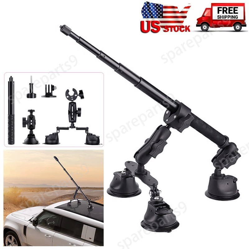 Car Suction Cup Mount with Selfie Stick For Insta360 ONE X4 X3 X2 RS DJI Camera