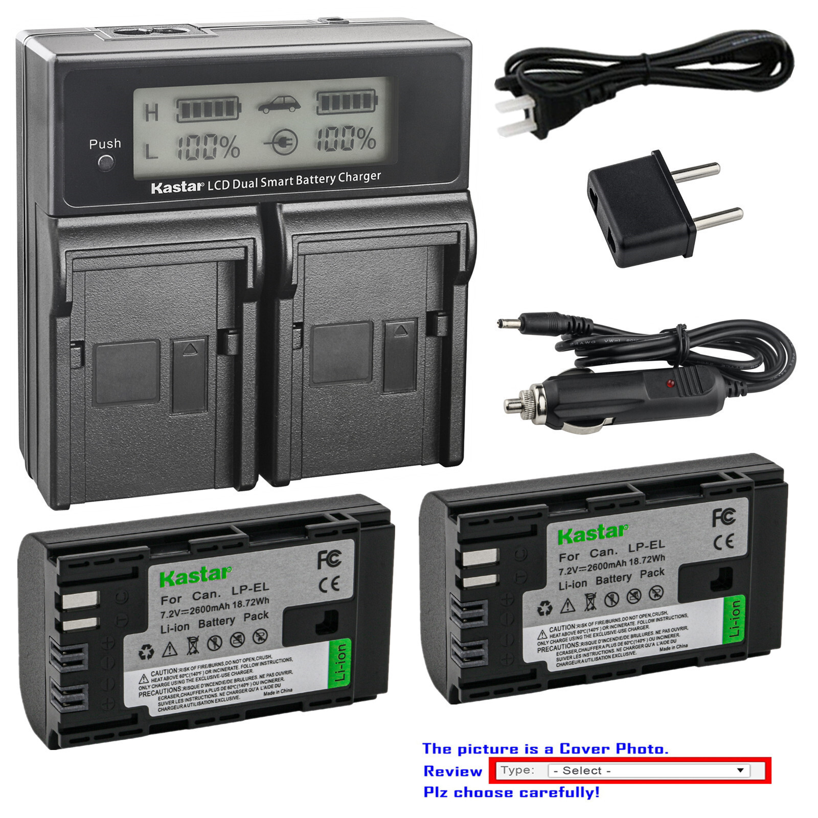 Kastar LP-EL Lithium-Ion Battery LCD Fast Charger for Canon EL-1 E-TTL E-TTL II