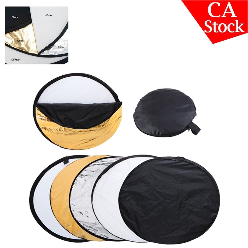 US 110cm 43″ 5 in1 Photography Light Mulit Collapsible Reflector Photo Disc Set