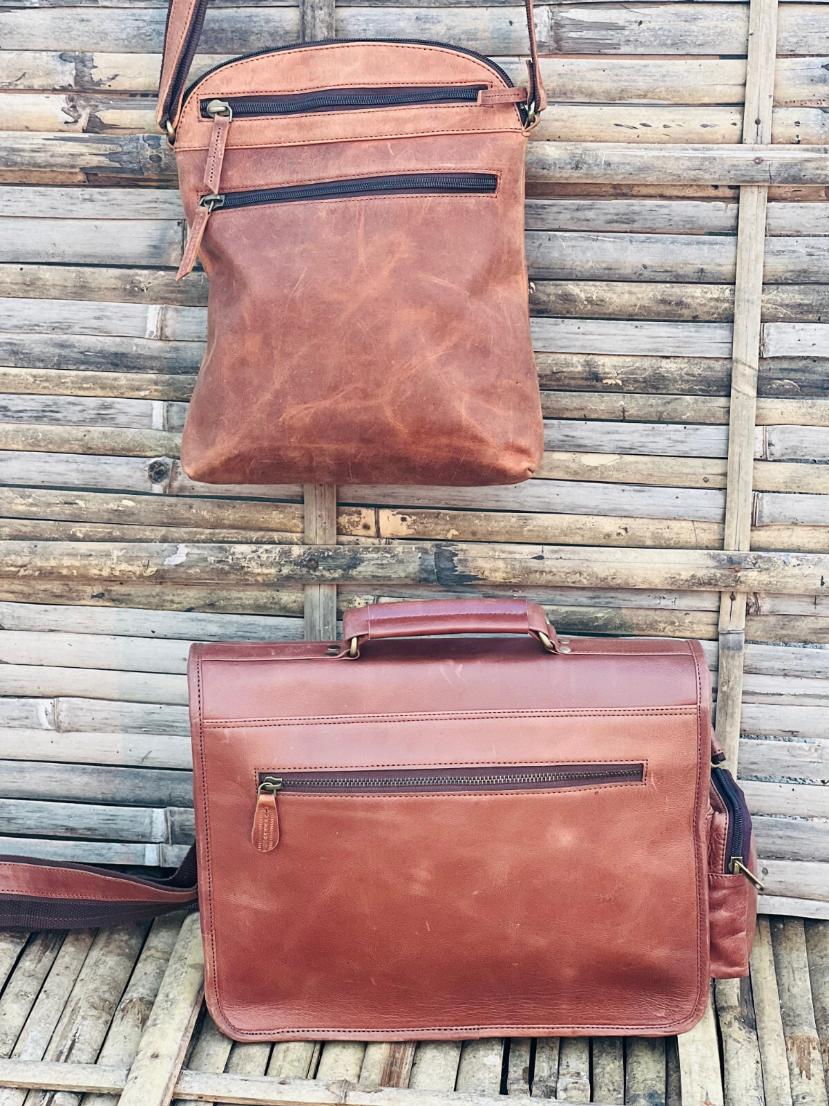 14″ Vintage Buff leather satchel shoulder bag for camera Lens Bag Leather bag