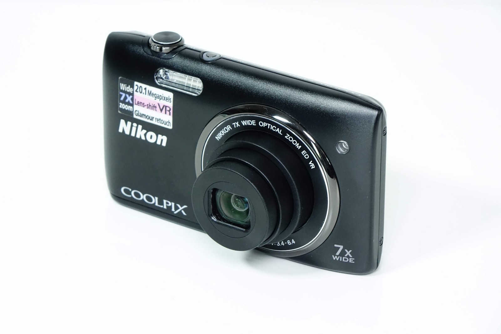 Nikon Coolpix S3500 Black Compact 20.1MP + Case, 1GB SD – 12 MONTH WARRANTY