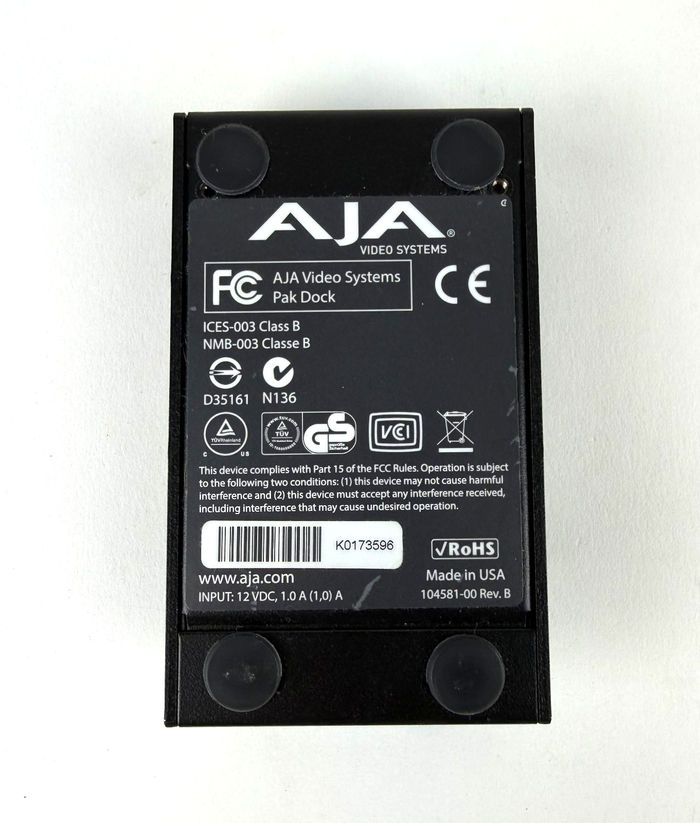 AJA Pak Dock High Speed Pak Media Reader