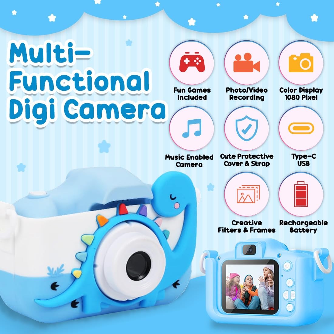 for Boys & Girls 3–8 Years | Digital for 1080P Selfie Video | Rechargeable wi…