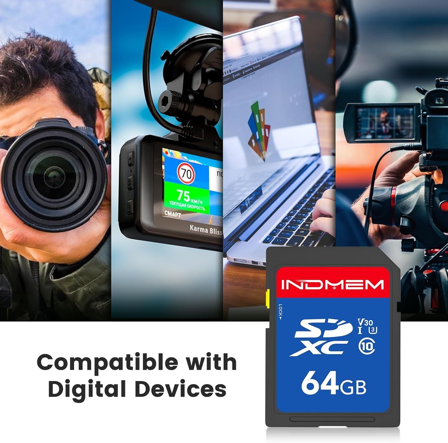 64GB 5 Pack SD Card, C10, U3, V30, High Speed up to 90M/S SDXC UHS-I Memory C…