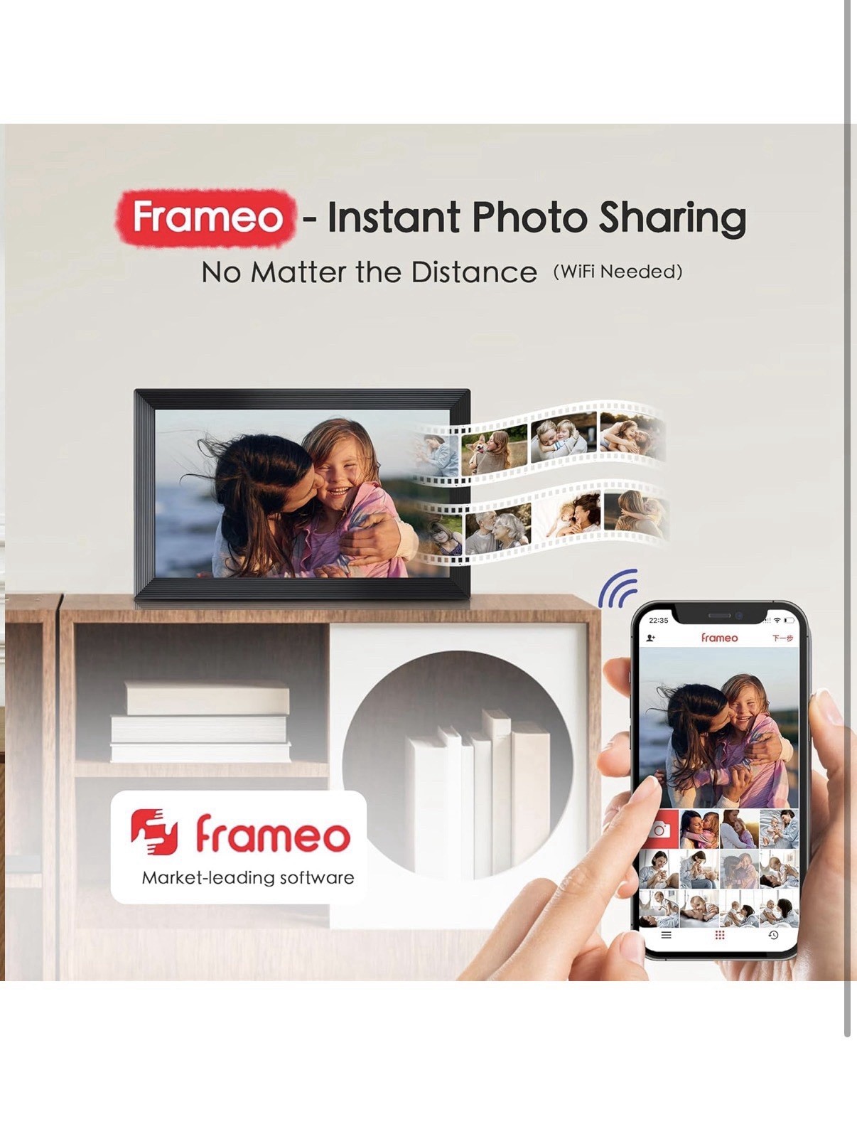 15.6-Inch Digital Smart Picture Frame with WiFi, HD Touch Screen, 32GB Storage