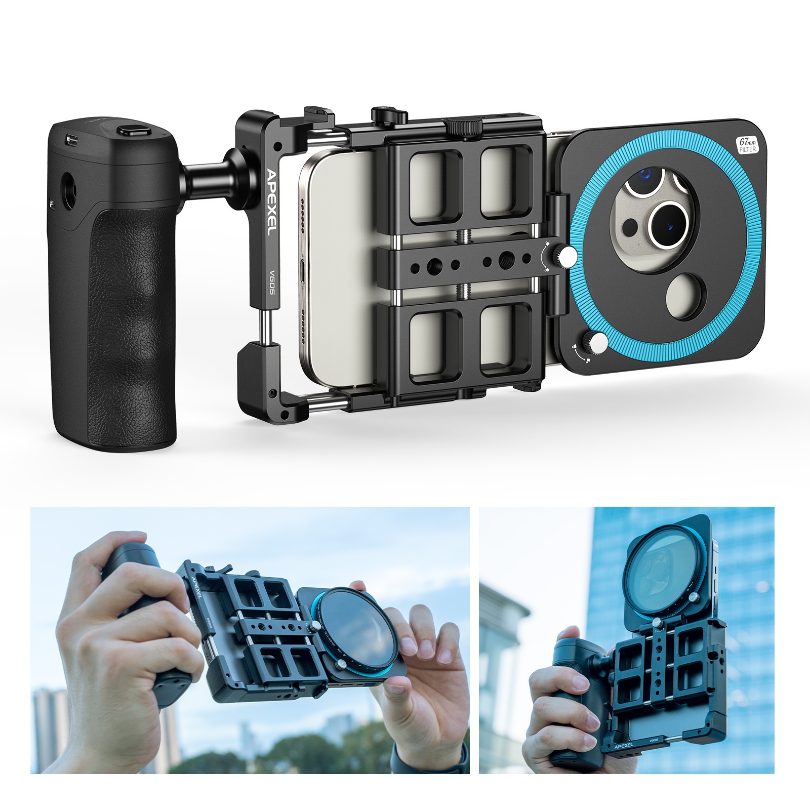 APEXEL Universal Phone Rig Video Kit, Phone Stabilizer for Videomaker