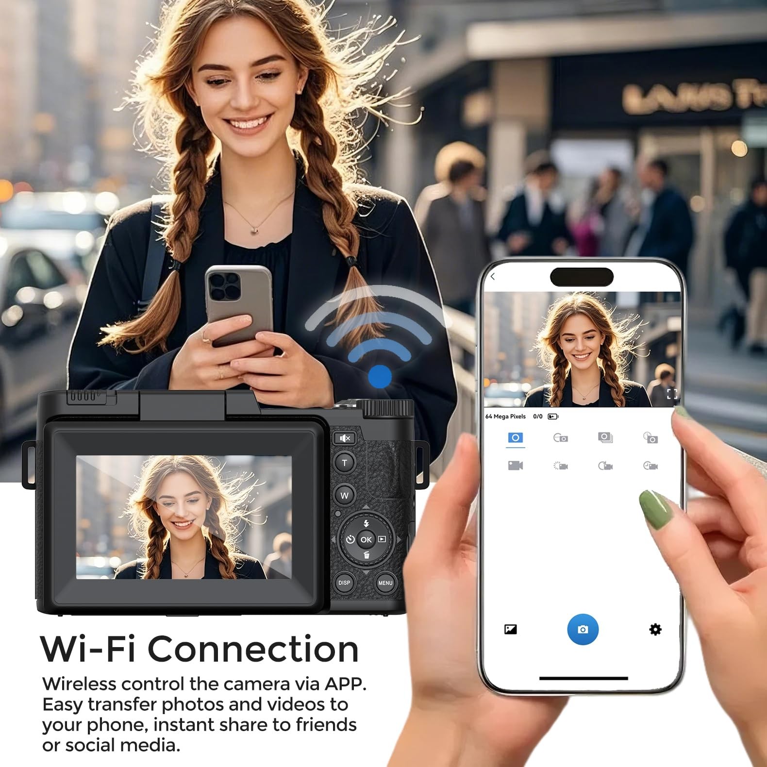 5K Vlogging Camera with WiFi 64MP 4K Digital Camera for Photography Vlog Came…