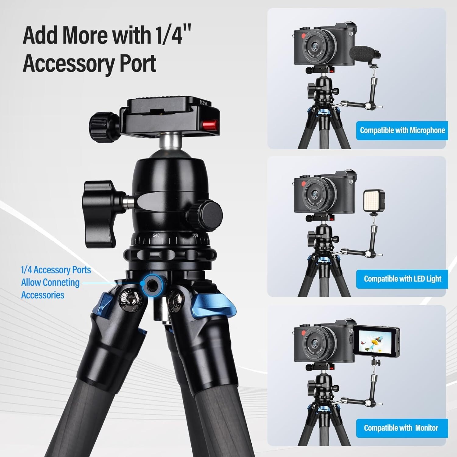 Mini Desktop Tripod for Mirrorless Cameras, Folded Height 12.1″,Max Height 16.6″