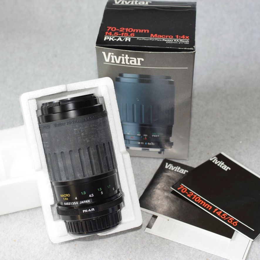 Vivitar 70-210mm F4.5-f5.6 Macro 1:4X Pentax KA Ricoh w/ Box Manual & Inserts