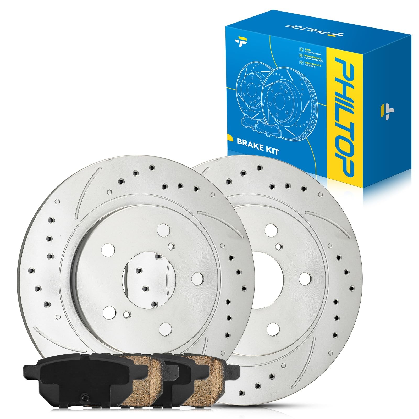 Philtop Rear Brake Pads And Rotors Kit Oe Rotors And Ceramic Brake Pads For