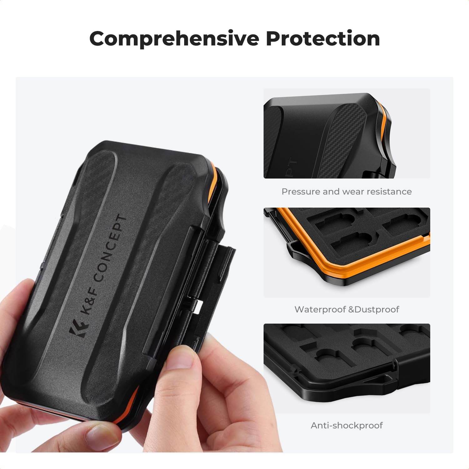 K&F CONCEPT 36 Slots Memory Card Case with 4in1 Card Reader, AntiShock Card C…