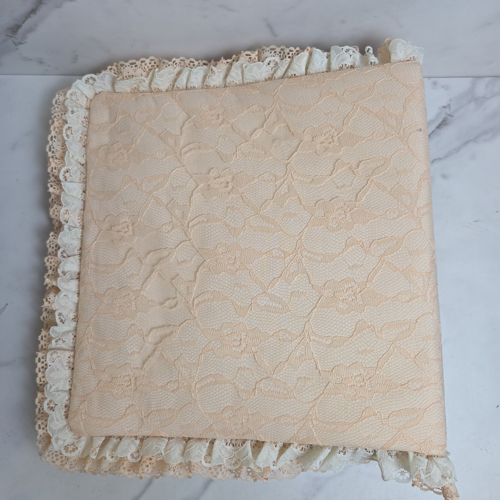 Vtg Fabric Lace Padded Floral Photo Album Scrapbooking 3 Ring Binder