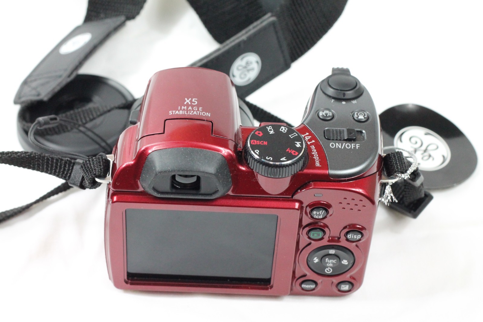 GE X5 14.1 MP Digital Camera & 8GB Card – 15X Optical Zoom Red -TESTED! – /966