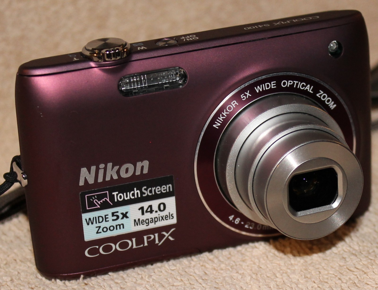 Nikon Coolpix S4100 14MP Digital Camera Plum, Working, 2 Batt, Chargers, SD Card