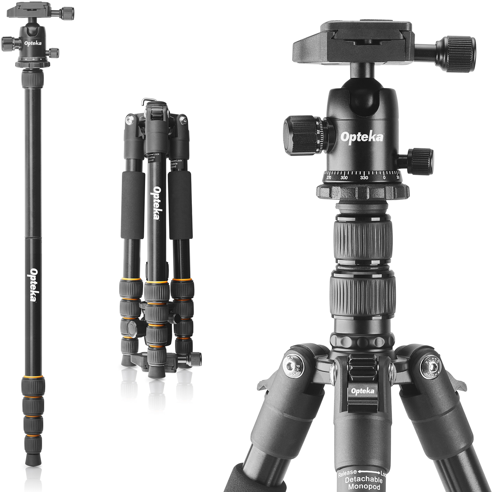 Opteka 59″ 2-In-1 Photo Video Travel Tripod Monopod Combo with Ball Head + Case
