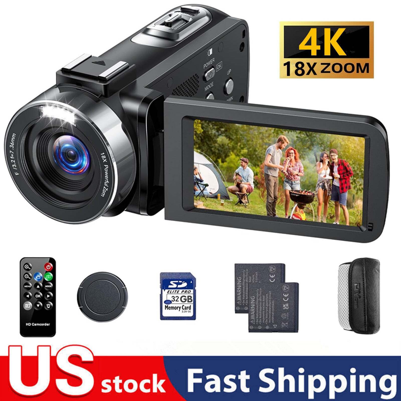 4K Video Camera Camcorder 42MP 18X Digital Zoom Vlogging YouTube Podcast Camera~