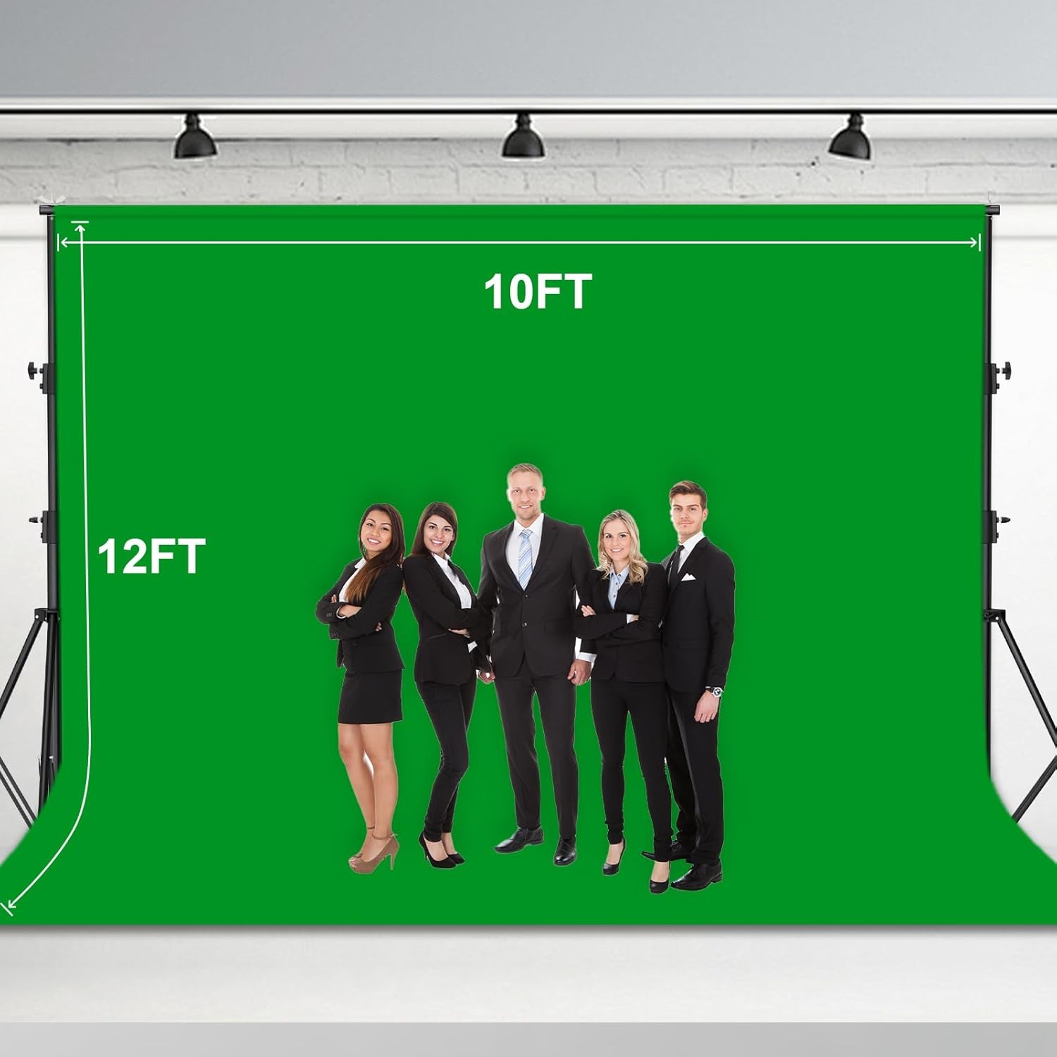 10 Ft x 12 Ft Photography Backdrop Green Screen, Green Screen Non-Reflective