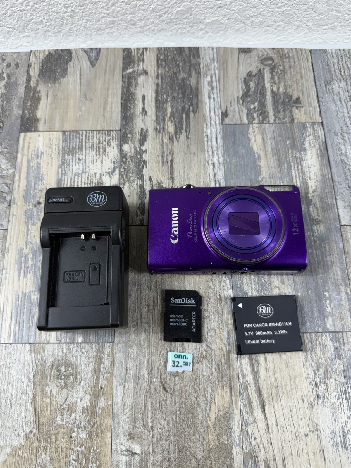 Canon PowerShot ELPH 360HS Full HD Wi-Fi Purple Digital Camera – With Charger