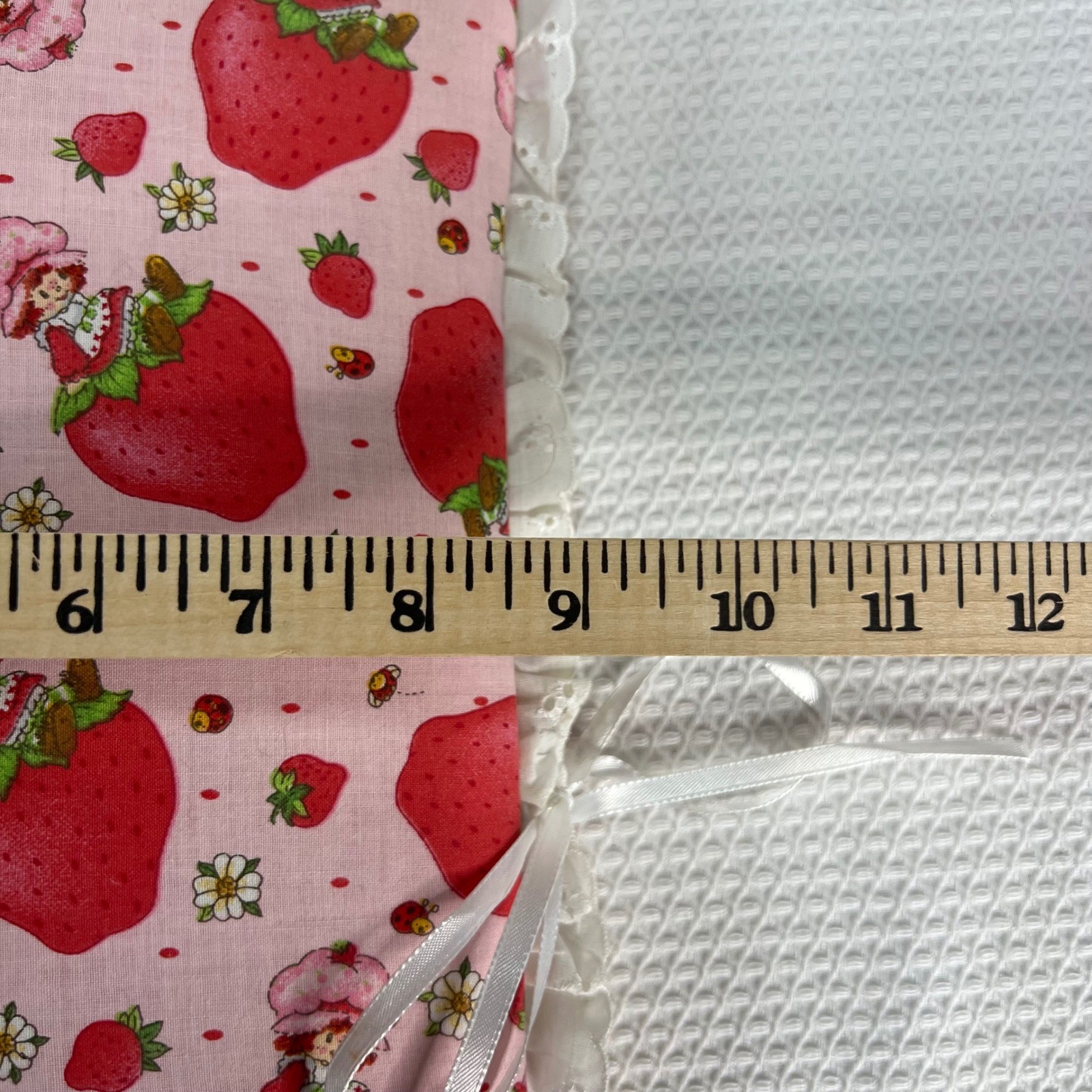 Handmade Strawberry Shortcake Fabric Photo Album 3-Ring Binder Eyelet Lace Pink