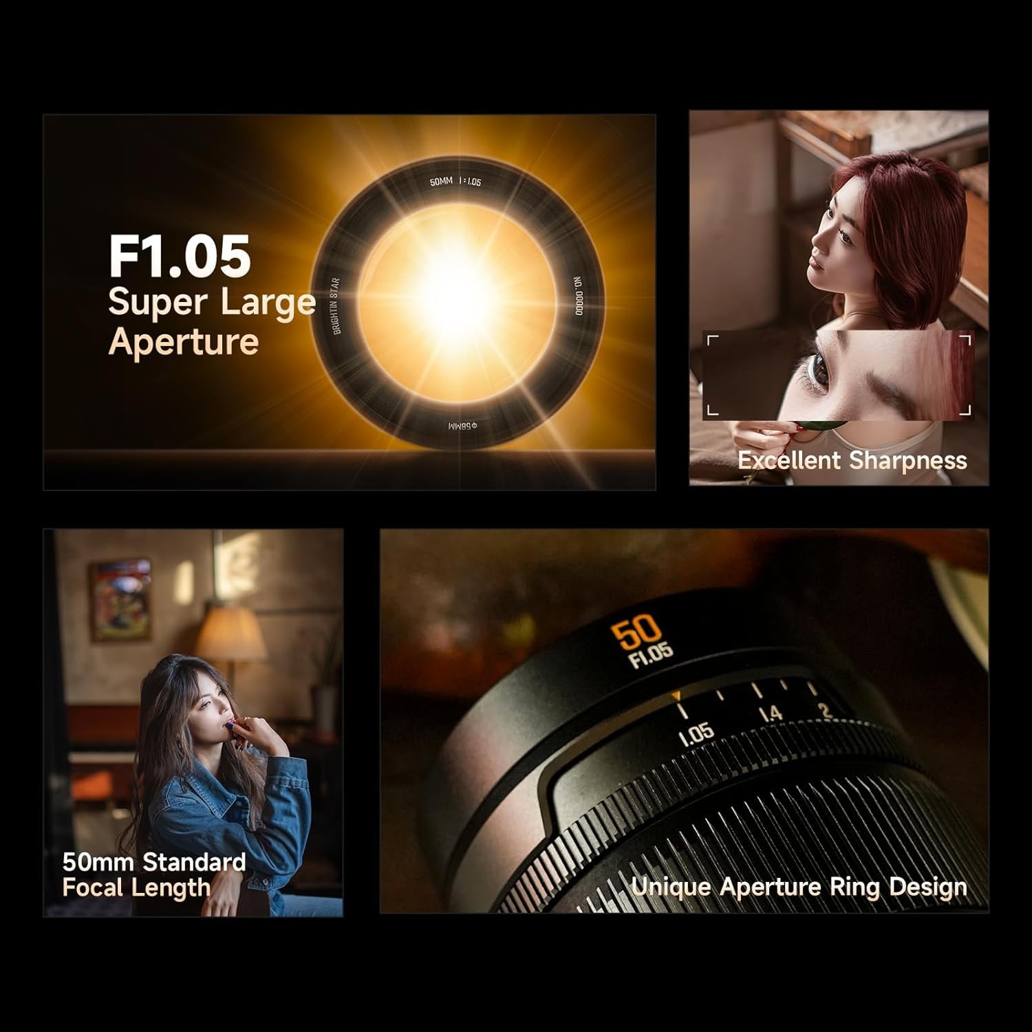 Brightin Star 50mm F1.05 Full Frame Large Aperture Lens For E/X/Z/L-Mount Camera