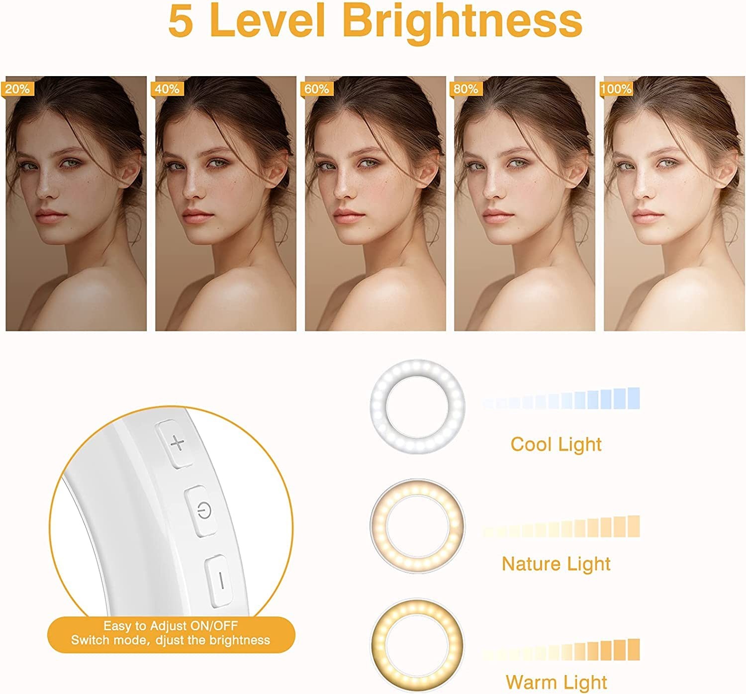 Clip on Ring Light, Rechargeable 60 LED Selfie Ring Light for Phone, Laptop, …