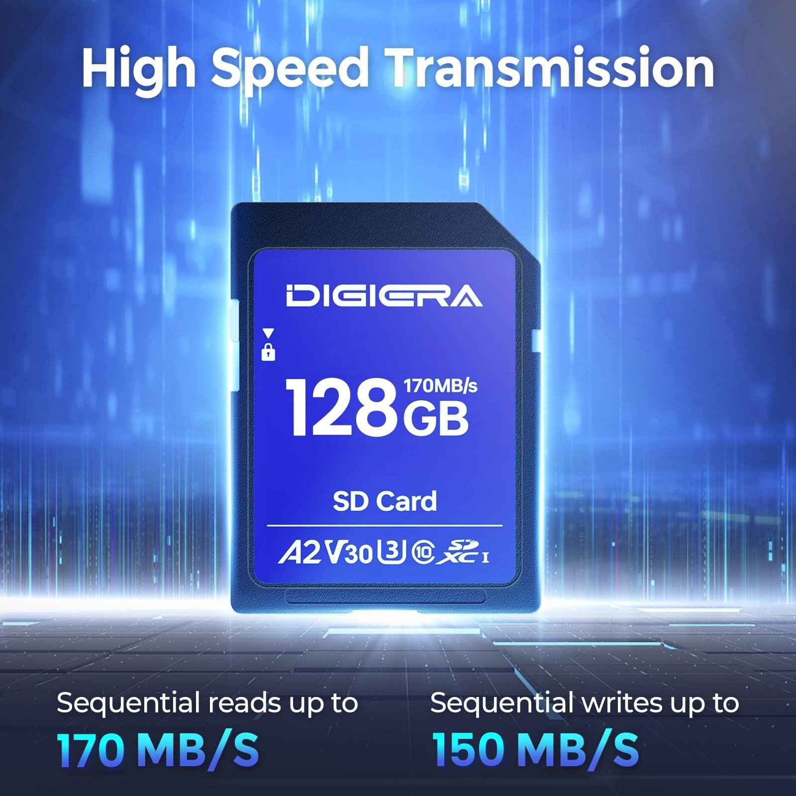 128GB SDXC UHS-I Memory Card – 170MB/s, C10, U3, V30, 4K UHD for Cameras & More